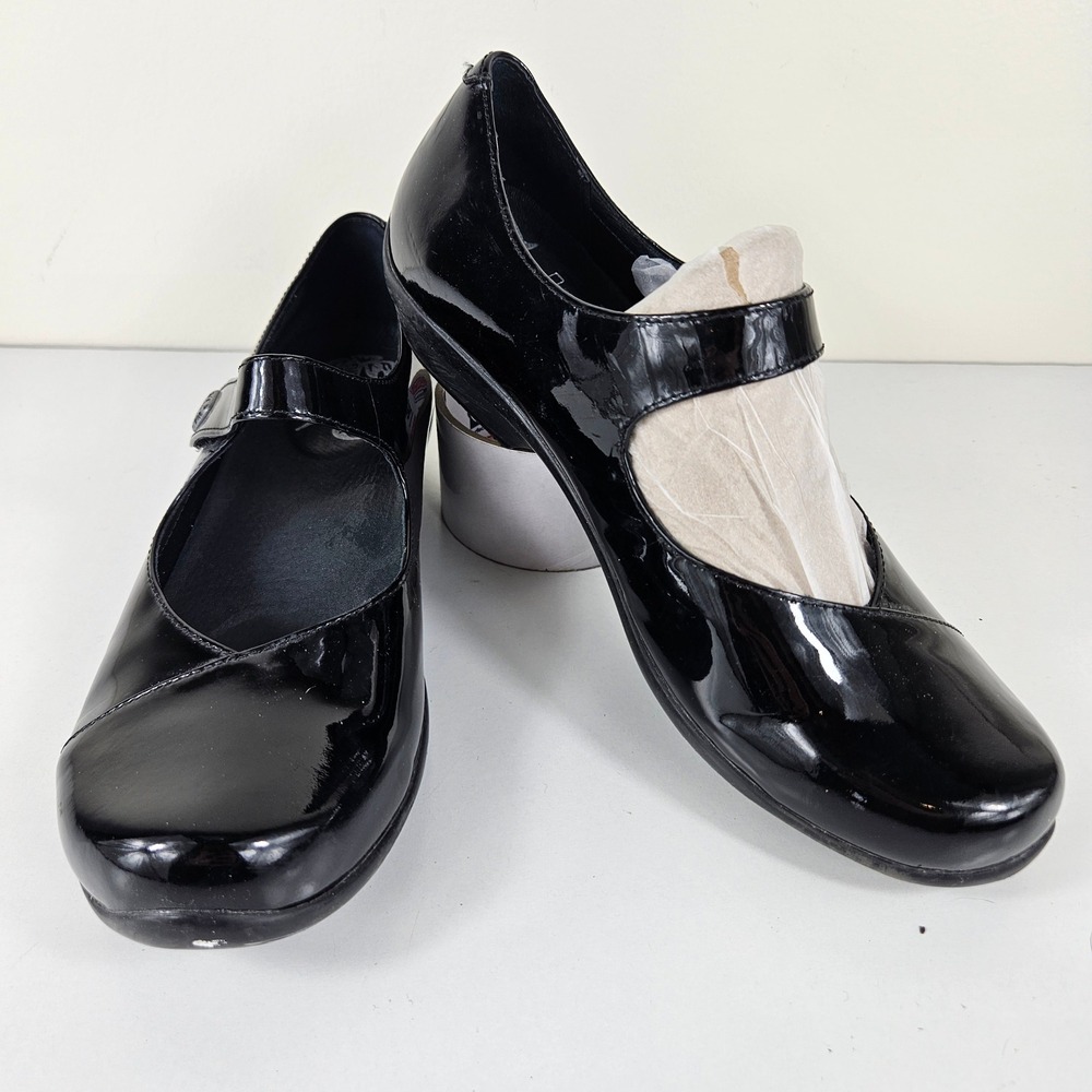 Dansko Opal Womens 7.5 - 8 (38) Black Patent Leather Mary Jane Flats Shoes